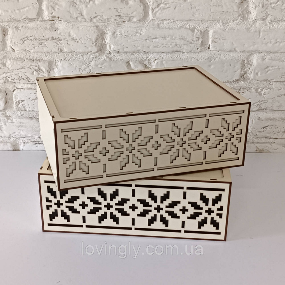 Подарочная коробка кремового цвета с орнаментом  21/16/8 см Ирпень - изображение 4