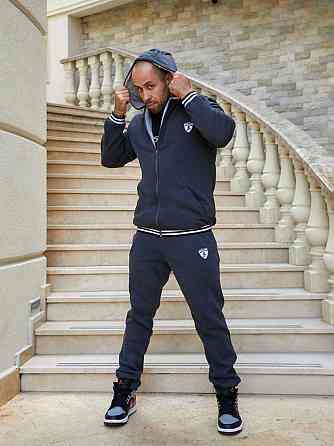 Мужской теплый костюм двойка: кофта и штаны трехнитка на флисе Антрацит, 48 Одесса