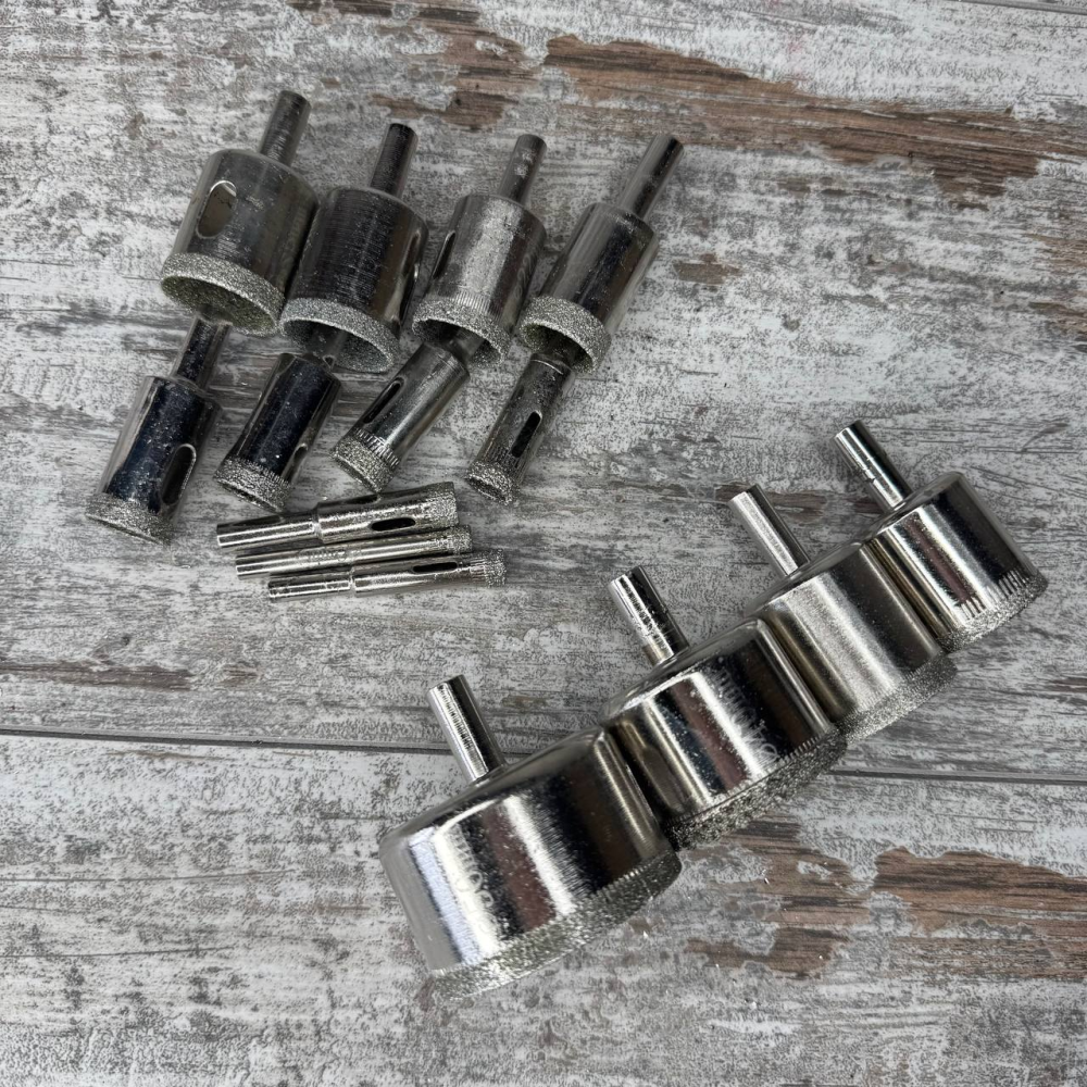 Набір алмазних коронок-свердл 15 шт (6–50 мм) для скла, кахлю та кераміки Київ - фото 4