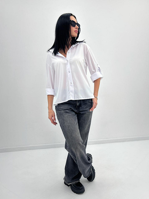 Базова жіноча сорочка "Eden" оптом | Норма і батал | Розпродаж моделі Білий, 42-44 Київ - фото 4