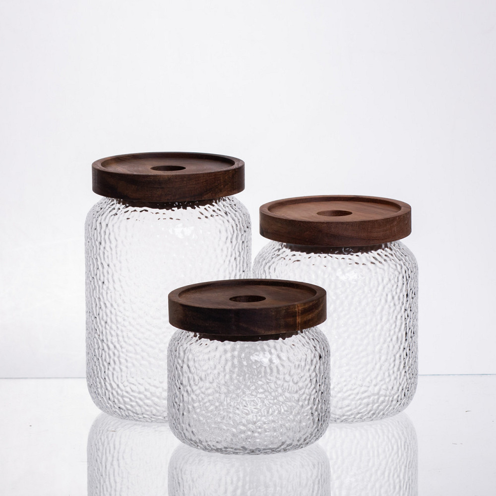 Yiwu Набір банок для сипучих продуктів з бамбуковими кришками 400/600/800 мл 64486-11 Коломия - фото 1