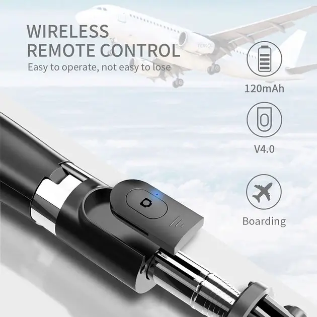 Селфи-палка штатив для телефона / камеры с пультом L02 3/4 Черный 1 м Киев - изображение 6