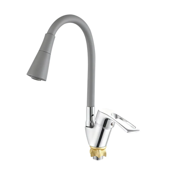 Кухонный смеситель с серым силиконовым изливом Zerix YUT 181 Reflector Gray ZX5984 Харьков