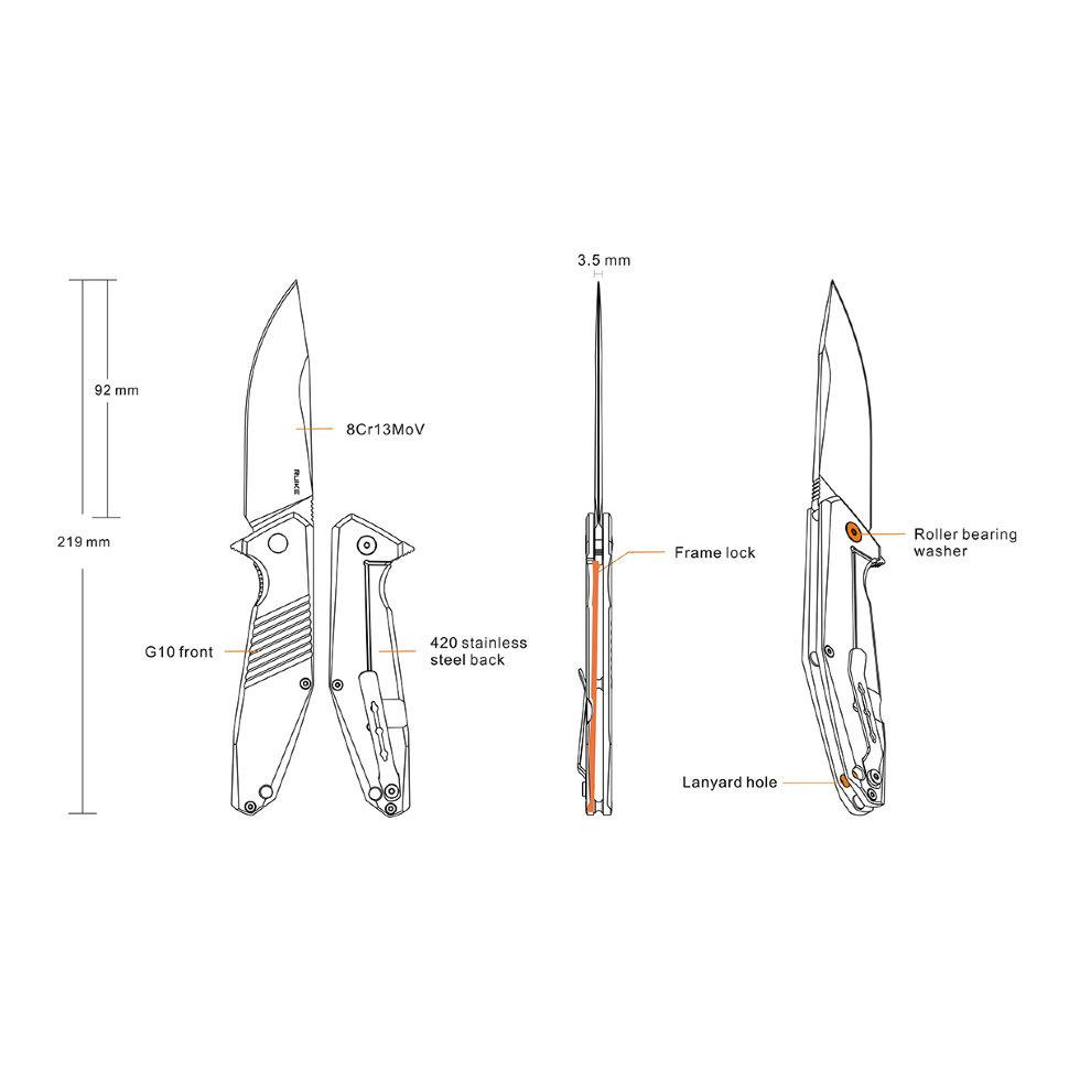 Нож складной Ruike D191-B Ровно - изображение 4