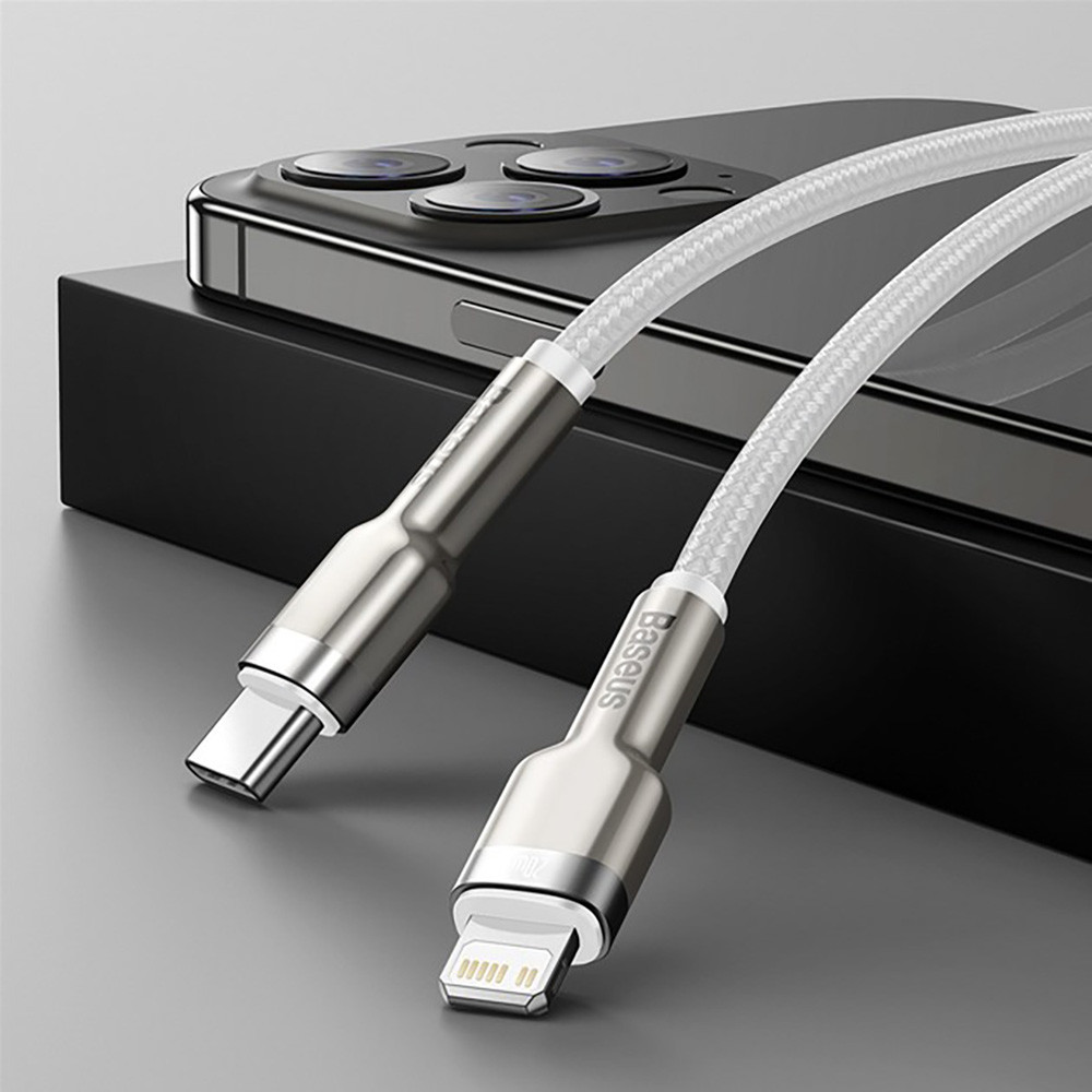 Кабель Baseus Cafule Series Metal Data Cable Type-C to iP PD 20W 1m White Одеса - фото 9
