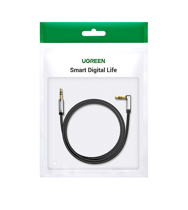 Аудіокабель UGREEN 3.5mm, 3м, чорний, прямий та кутовий Київ - фото 5