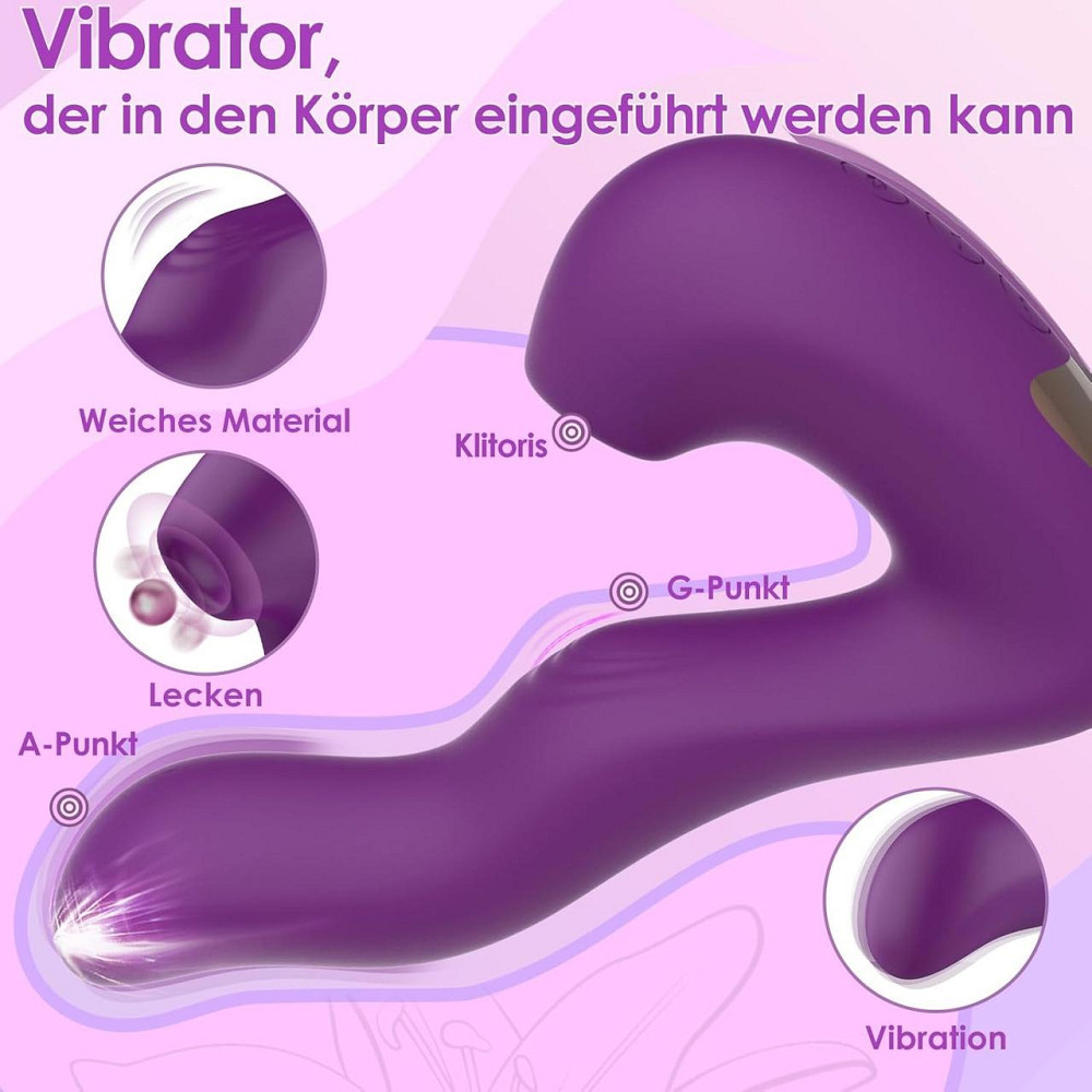 Фиолетовый силиконовый вибратор Aymoer экстремальный фалоимитатор 3-в-1 10 x 5 x 5 режимов вибрация пульсация лизания Днепр - изображение 4