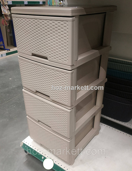 Пластиковий комод на 4 ящики ротанг кремовий Харків - фото 3