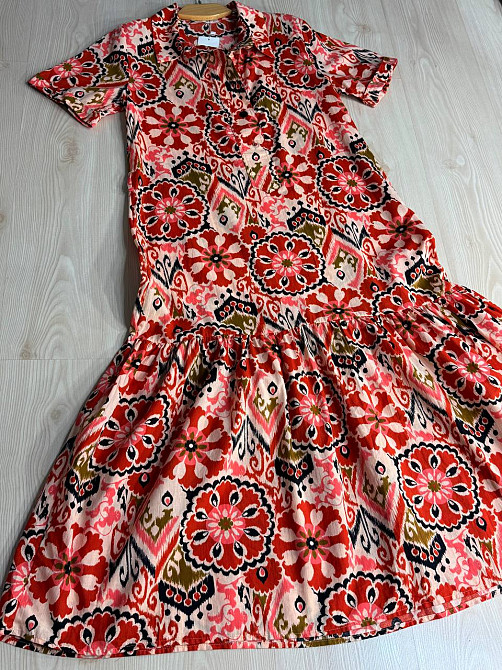 Платье женское Mix Ray 4338 длинное с воланом и орнаментом красное, красный, M Киев - изображение 2