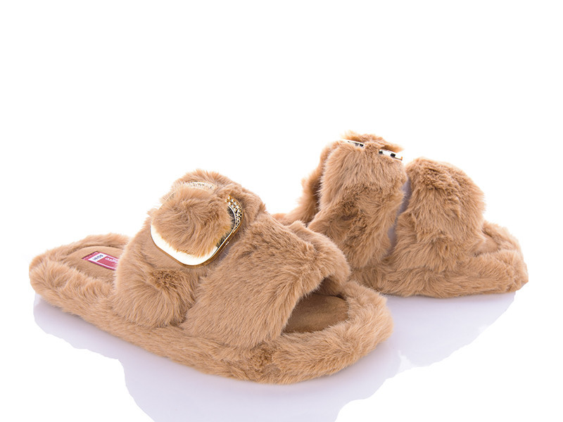 Жіночі капці домашні відкриті носки Бежевий мех Одеса - фото 6
