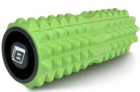Масажний ролик EasyFit Grid Roller 33 см v.1.2 із заглушками з обох сторін (салатовий) Коломыя