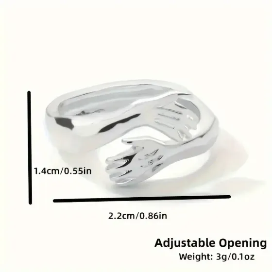 Кольцо «Объятия» – регулируемое серебристое Киев