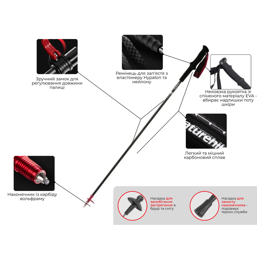 Трекінгова палиця Naturehike ST10 NH19S010-T, 110 см, блакитна Киев - изображение 6