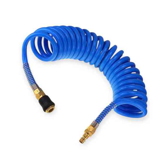 Шланг ВОЗДУШНЫЙ полиуретан 12x8,0 мм (син.) с быстросъемами 5м 