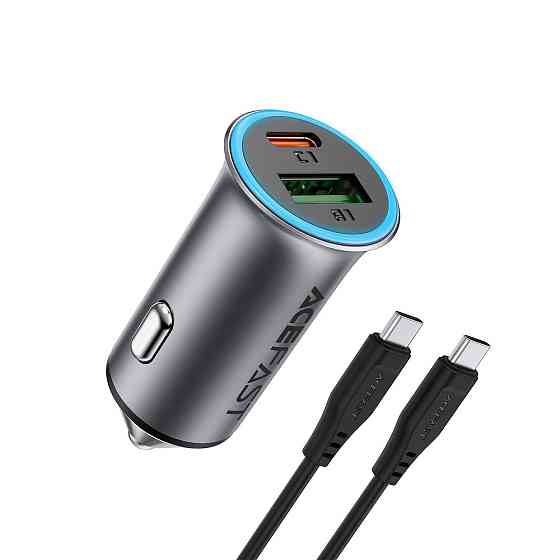 Автомобильное зарядное устройство ACEFAST B16 95W (USB-A+USB-C) dual port metal car charger set (P5) Metal Gray Киев