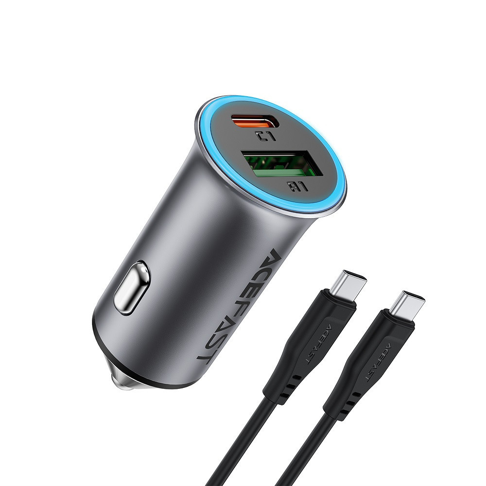 Автомобильное зарядное устройство ACEFAST B16 95W (USB-A+USB-C) dual port metal car charger set (P5) Metal Gray Киев - изображение 1