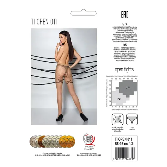 Тілесні колготки з відкритим доступом, контрастні шортики Passion TIOPEN 011 5 (20 den), beige Львов