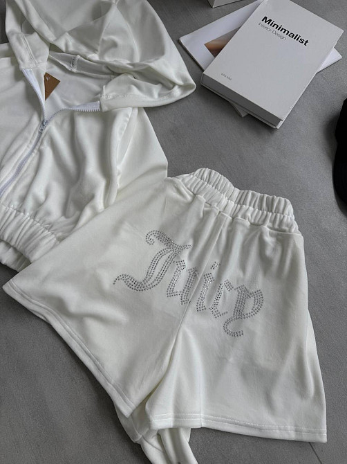 Женский стильный повседневный велюровый костюм Белый, 44/46 Одесса - изображение 1