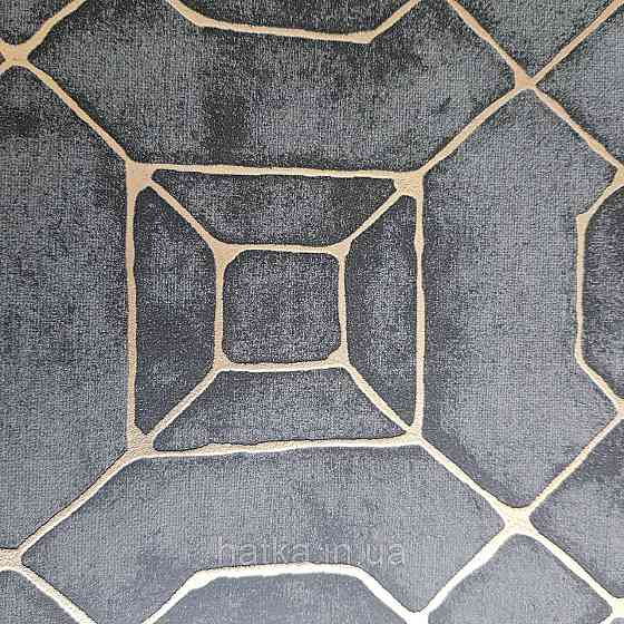 Шпалери флізелінові еко Galerie Metallic FX 0,53Х10 англія геометрія фігури золотом структурних на чорному 3д Київ