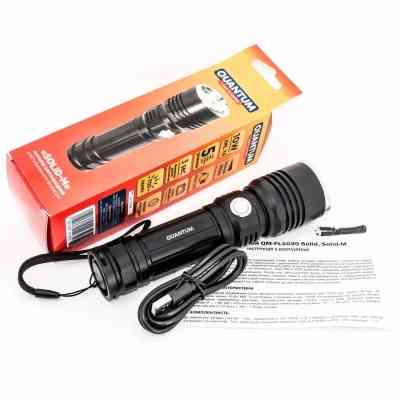Фонарь Quantum Solid-M 10W LED з USB + Li-ion18650/2600mAh box (QM-FL1020-18650/2600-CB) Винница