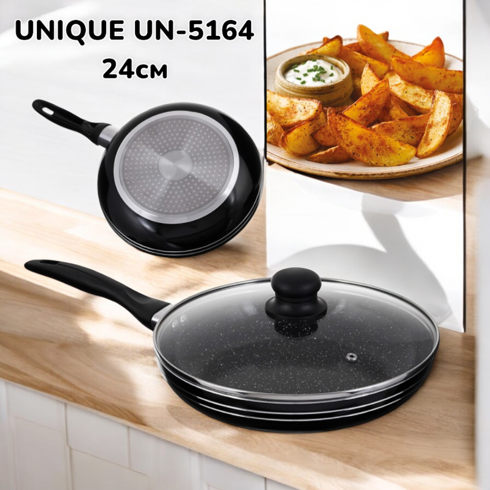 Сковорода UNIQUE UN-5164 24см с крышкой Одесса - изображение 1