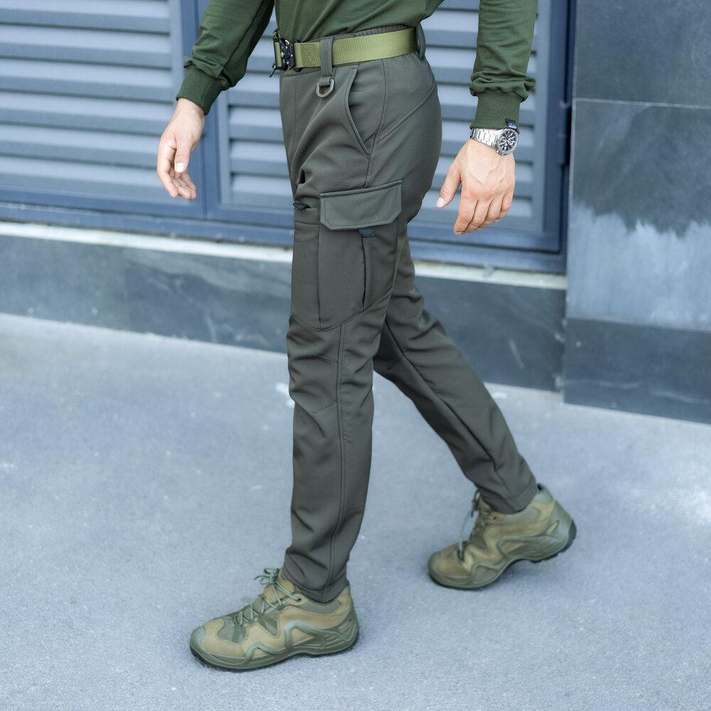 Чоловічі Штани Карго Pobedov Static тактичні штани Softshell з кишенями мікрофліс хакі Одеса - фото 2