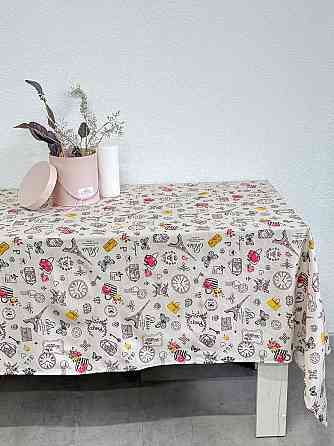 Ecotton Скатертина Ecotton 150х200 см бавовняна з рогожки бежева Мадам Париж Киев