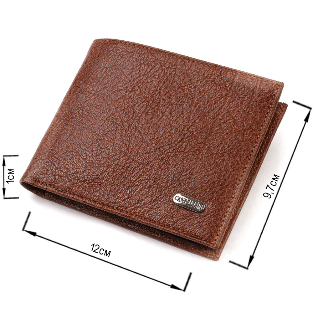 Бумажник для стильных мужчин без застежки из натуральной кожи CANPELLINI 21765 Светло-коричневый Киев - изображение 6
