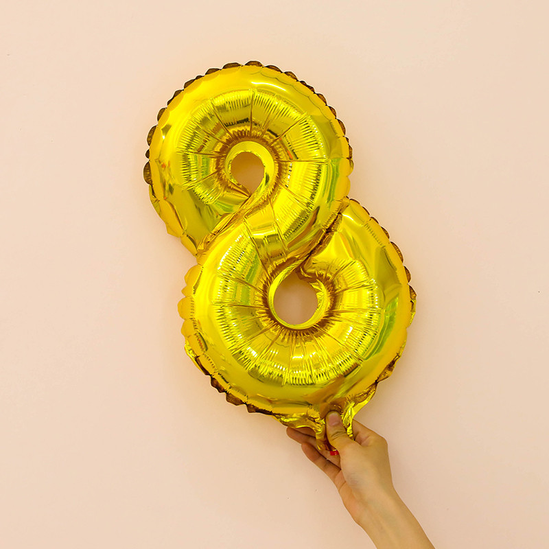 Шарик цифра 8 фольгированная 16 дюймов золотистый Киев - изображение 2