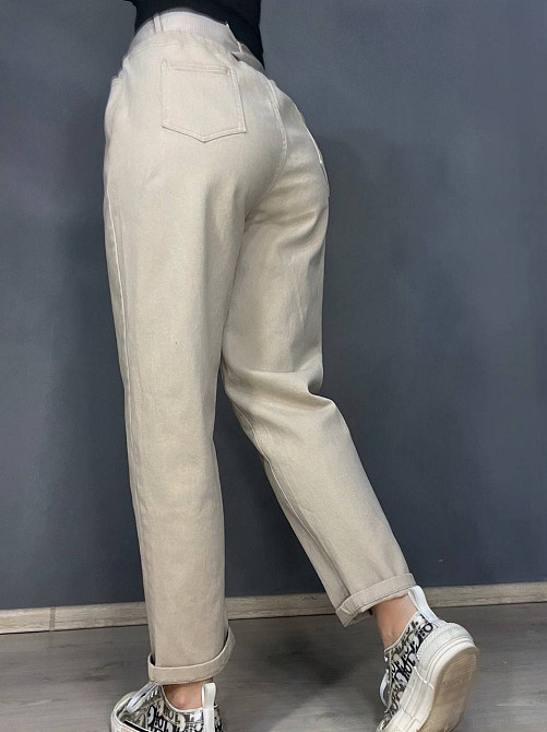 Джинси жіночі A-N 25072 MOM банани талія на резинці з ременем стрейчеві оверсайз бежеві, бежевий, M, M, 77 см, 105 см Київ - фото 8