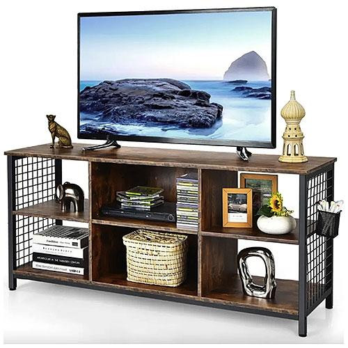 Тумба под телевизор с полками современная деревянная для гостиной стиль лофт Costway Ketrin Киев - изображение 1