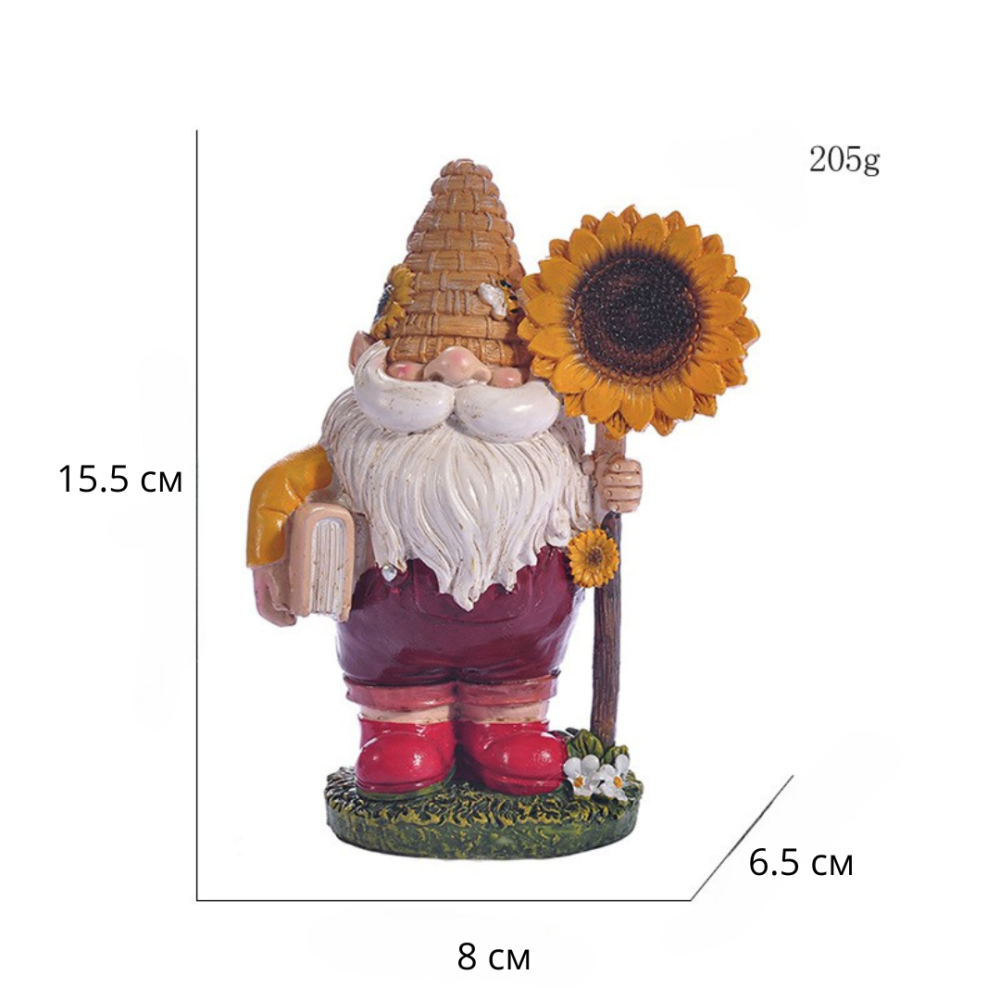 Садова фігурка Гном-Бджоляр 15,5 х 8 х 7.5 см Оберіг для пасіки. Полістоун Одеса - фото 2