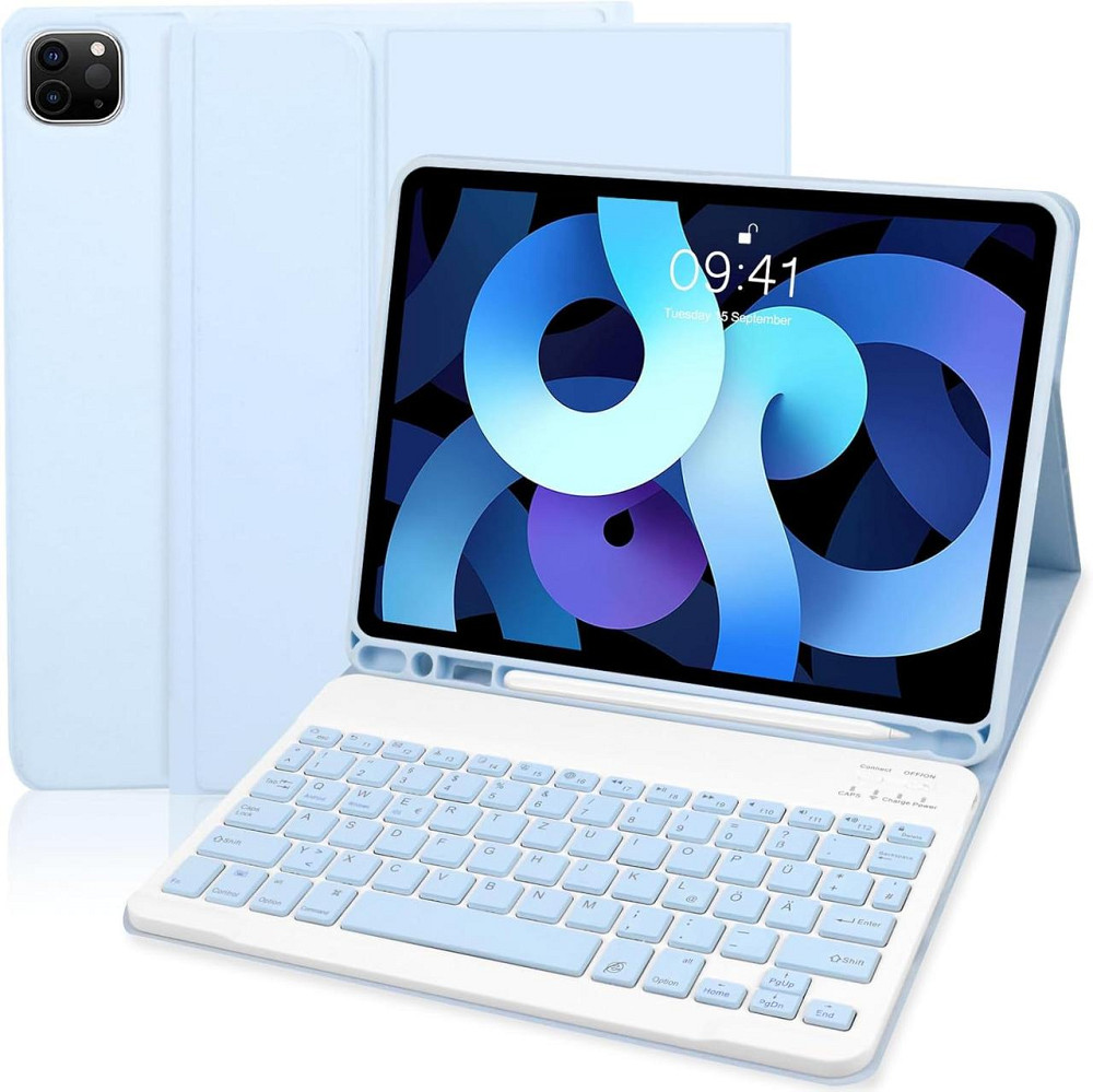 Клавіатура-чохол QWERTZ для iPad 10.9 Air 5 2022 Air 4 2020 Pro 11 2018/2022 з підсвіткою і тримачем для Pencil синій Київ - фото 1