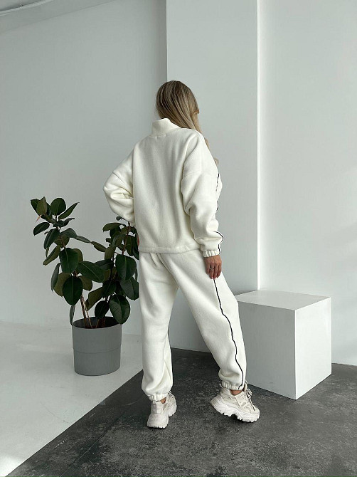 Женский флисовый женский костюм-оверсайз турецкий флис Белый, 42/44 Одесса - изображение 2