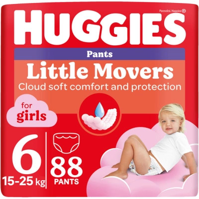 Підгузки Huggies Little Movers Pants 6 (15-25 кг) для дівчаток 88 шт (5029054568217) Вінниця - фото 1
