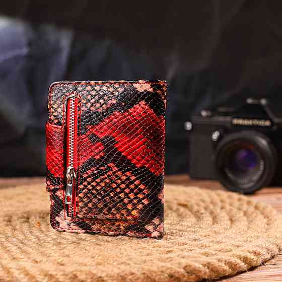 Невеликий жіночий гаманець з натуральної шкіри з тисненням під змію CANPELLINI 21667 Різнокольоровий Київ