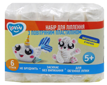 6 стіків ТМ Lovin  Набір для ліплення з повітряним пластиліном, шт Київ - фото 1