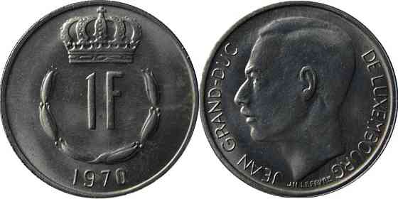 Монета 1 франк. 1970 год, Люксембург. Полтава