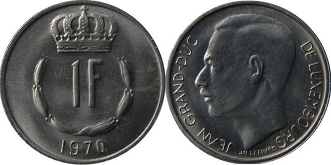 Монета 1 франк. 1970 год, Люксембург. Полтава - изображение 1