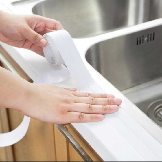 Бордюрная лента-изолятор Белая для стыков в ванной Waterproof Tap 38мм 3.2м Киев
