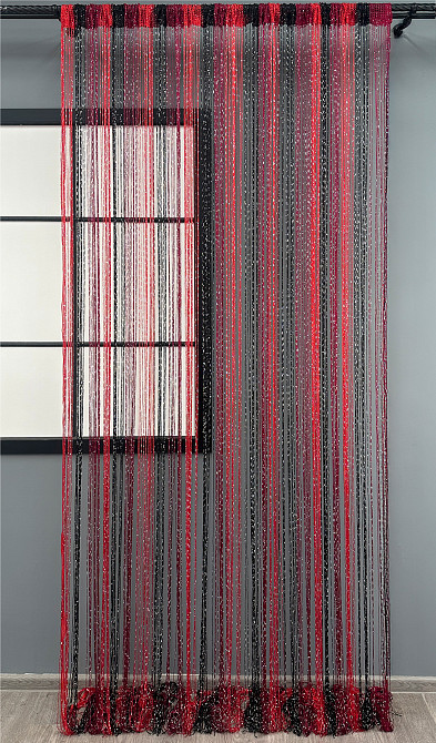 Шторы-нити с люрексом Красный с черным и бордовым 300х300см 1 шт (61-108) Киев - изображение 2