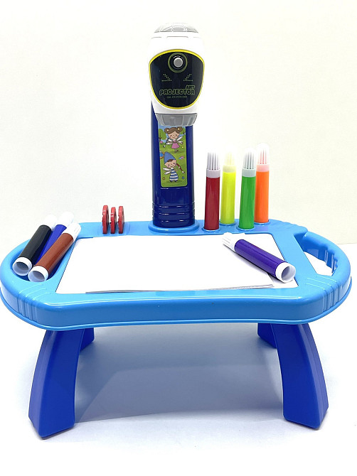Столик для малювання з проектором 4 диски з картинками фломастери 8 штук Блакитний (22088-17AB) Чернигов - изображение 1