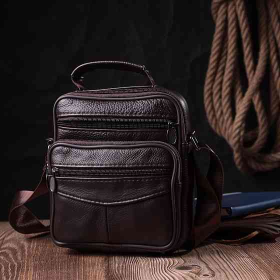 Небольшая сумка на плечо из натуральной кожи Vintage sale_15055 Коричневый Киев