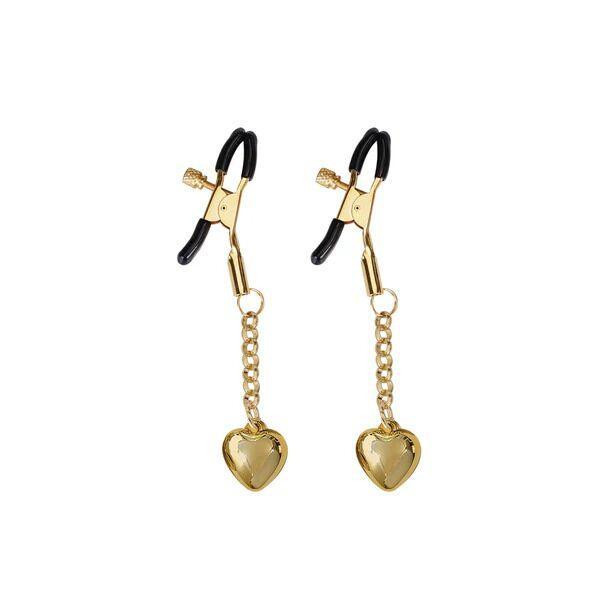Затискачі для сосків Liebe Seele Solid Heart Nipple Clamps Gold Sex Aura Київ - фото 1