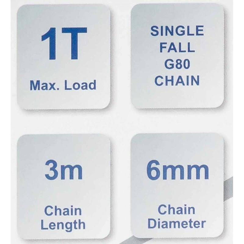 Таль ланцюгова ручна 1т, ланцюг 3 м Scheppach SCH-TRC9010 Одеса - фото 3