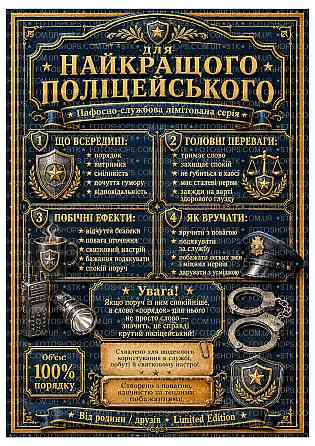 Етикетка на пляшку для поліцейського “Найкращому поліцейському” | подарункова етикетка та контретикетка на віскі, коньяк, вино Одеса