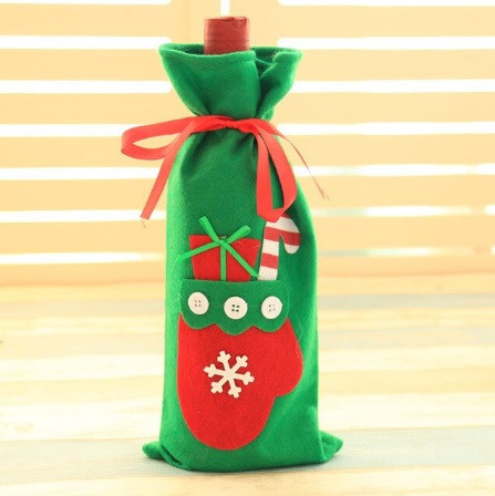 Чохол на бутилку новорічний 30 на 13см зелено-червоний Київ - фото 2