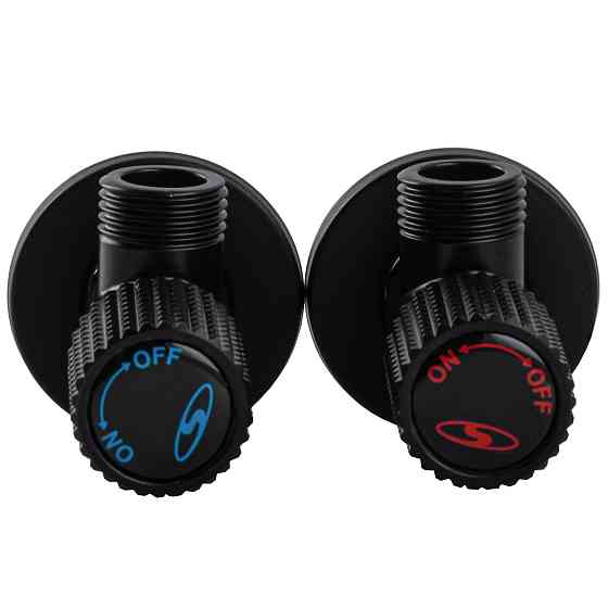 !!Набір кранів кутових кераміка SOLOMON EXCLUSIVE 1/2″X1/2″ 9889 BB (BLACK/BLACK) (комплект2шт.) Киев