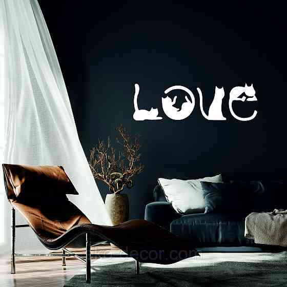 Декоративное настенное Панно «Коты - Love» Декор на стену 110*360 см, Белый Киев