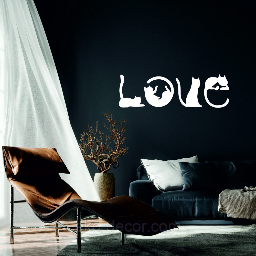 Декоративное настенное Панно «Коты - Love» Декор на стену 110*360 см, Белый Киев - изображение 1